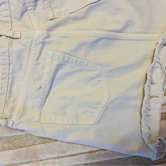 Free People Cream Distressed Jean Shorts - Picture 4 of 8